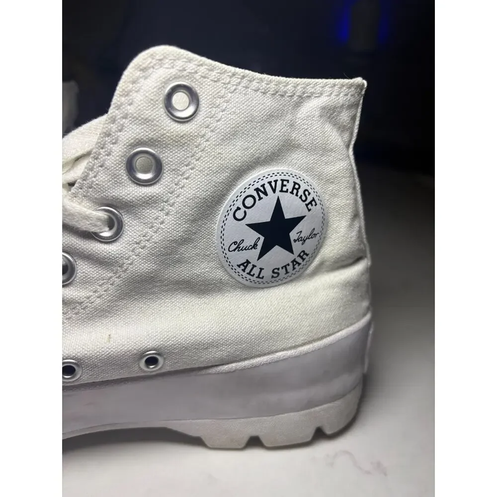 Converse Chuck Taylor All Star Lugged High Top Sneakers White Canvas Platform 8